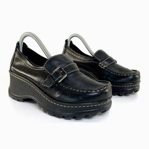 MIA Retro Chunky Platform Black Leather Loafers 8